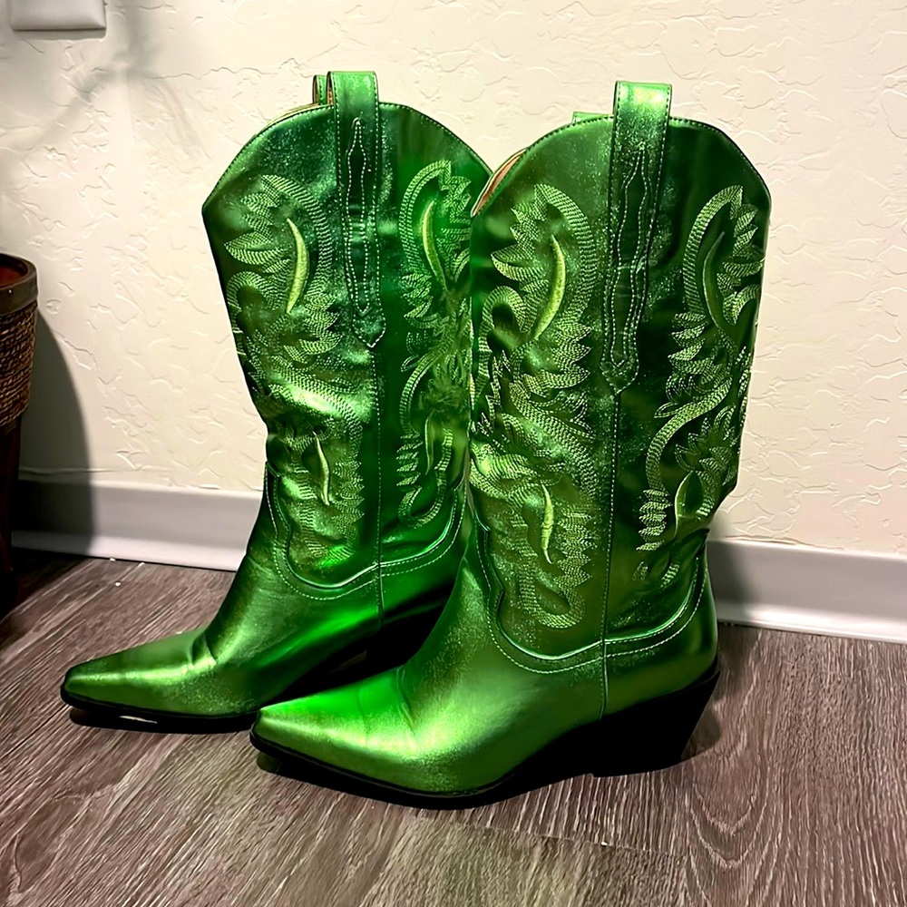 Metallic Green Cowgirl Boots